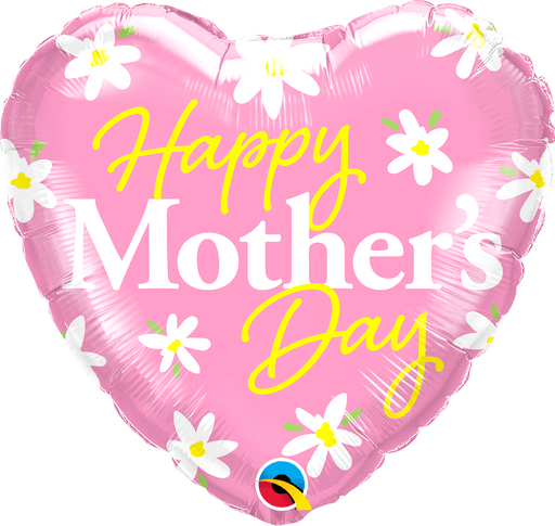 Qualatex Foil Balloons Happy Mothers Day Heart Balloon With Daisy's