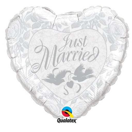 18''Heart Just Married Prl White& Silver