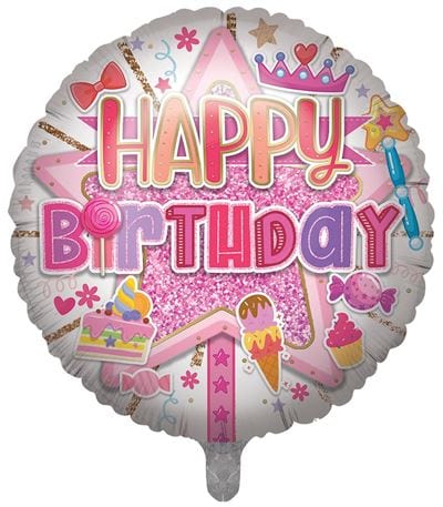 Sensations Foil Balloon Jumbo Girly Happy Birthday Design Balloon 31"