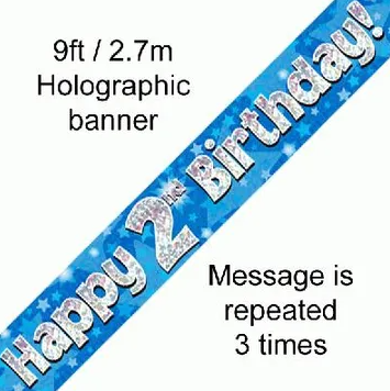 Foil Banner 2nd Birthday Blue