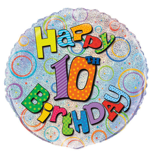 Age 10 Birthday Prism Round Foil Balloon 18''