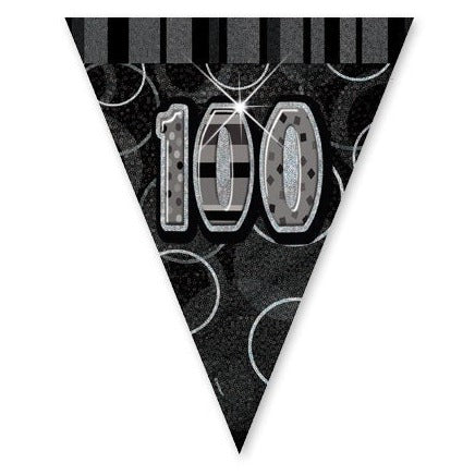 Glitz Black 100 Flag Banner 12Ft