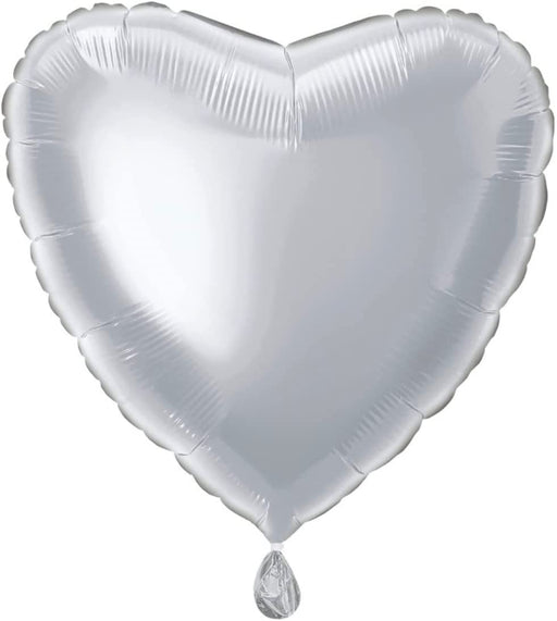 Unique Foil Balloon 18'' Solid Heart Silver Foil