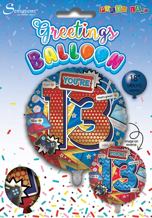 Blue / Red 13th Gaming 18 Inch Foil Balloon