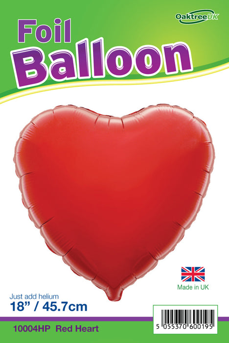 18'' Packaged Heart Red Foil Balloon