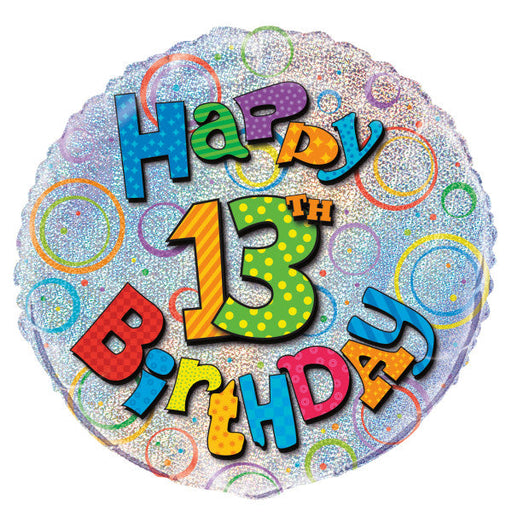 Age 13 Birthday Prism Round Foil Balloon 18''