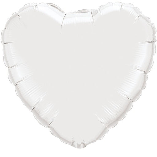 36 Inch Heart White Plain Foil (Flat)