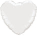 36 Inch Heart White Plain Foil (Flat)