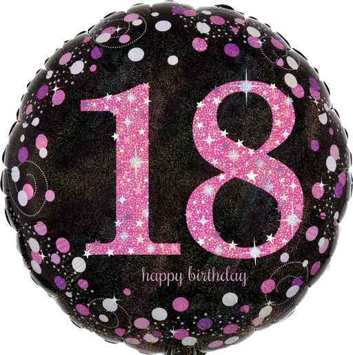 18'' Black & Pink Sparkling 18th Foil