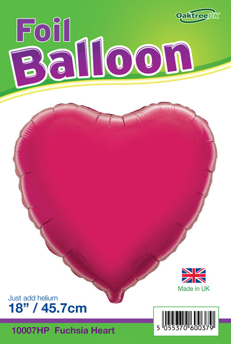 18'' Packaged Heart Fuchsia Foil Balloon