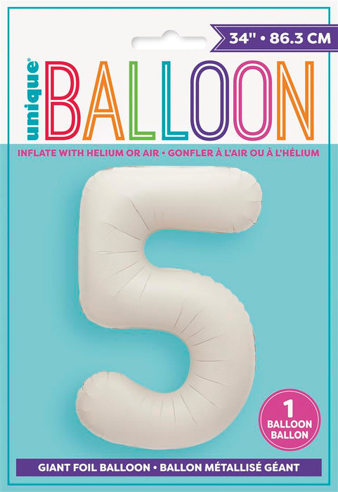 34" Nude Number 5 Foil Balloon