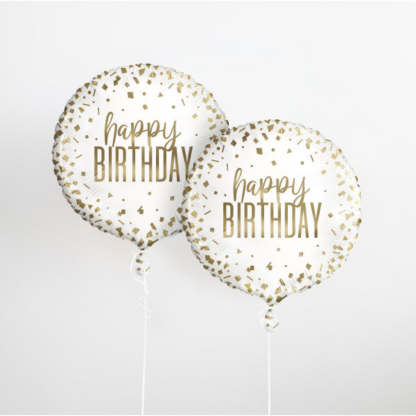 Confetti Gold Birthday Round Foil Balloon 18'', Package