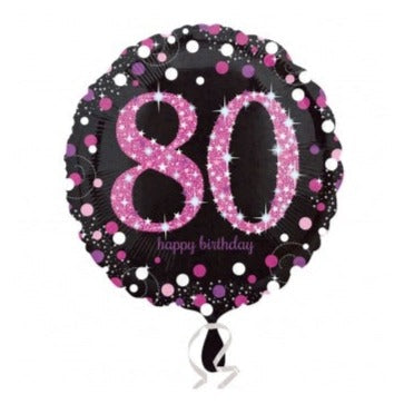 18'' Black & Pink Sparkling 80th Foil
