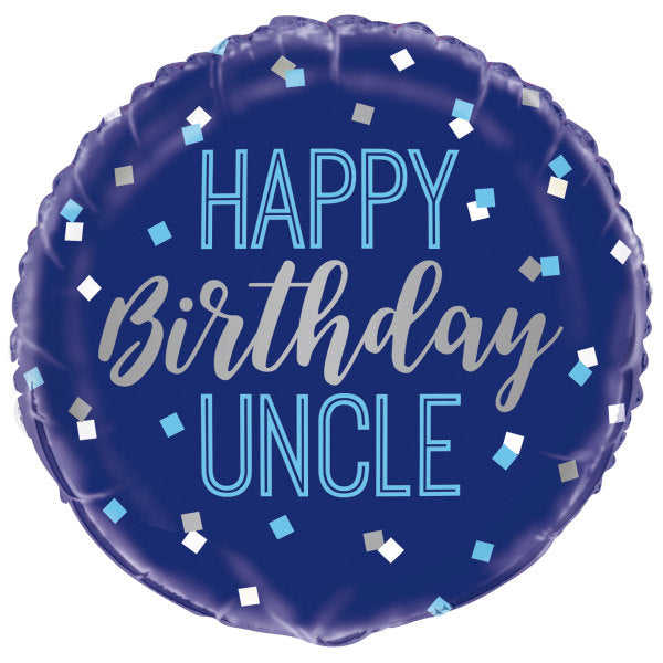 Happy Birthday Uncle Round Foil Balloon 18''