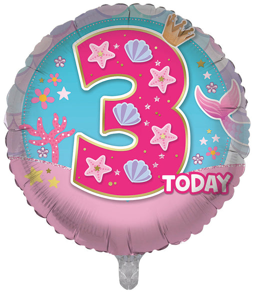 Mermaid / Pink 3rd Birthday 18 Inch Foil Balloon