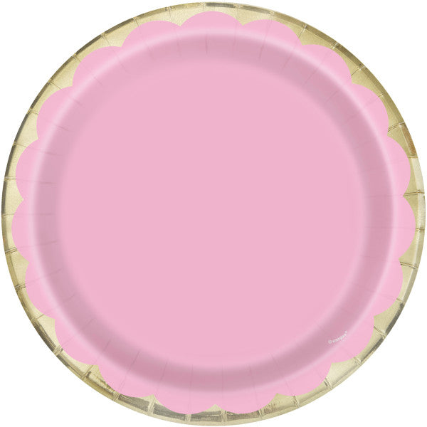 Light Pink Pastel Scalloped 7" Dessert Plates (10pk)