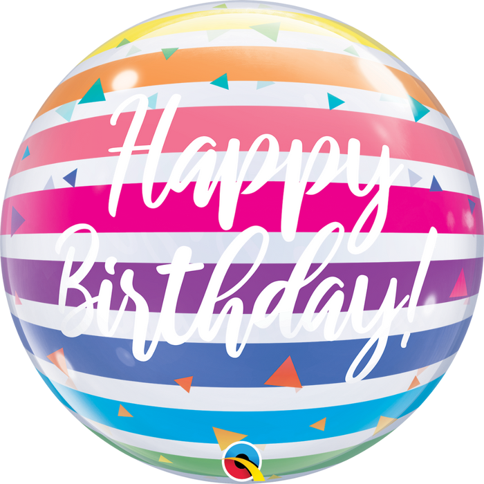 Bright Birthday Stripes Happy Birthday 22'' Bubble