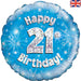 18'' Foil Happy 21st Birthday Blue
