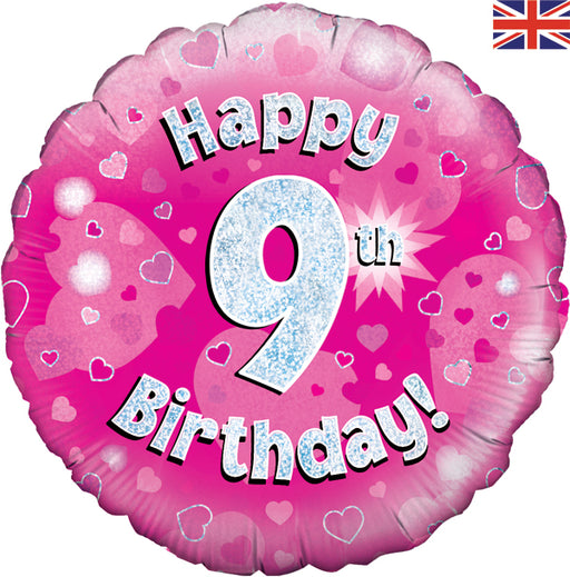 18'' Foil Happy 9th Birthday Pink