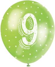 12'' Pearlised Latex Assorted Number 9 Birthday Balloons