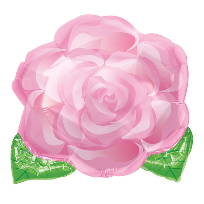 18'' Foil Shape Pink Blooming Rose