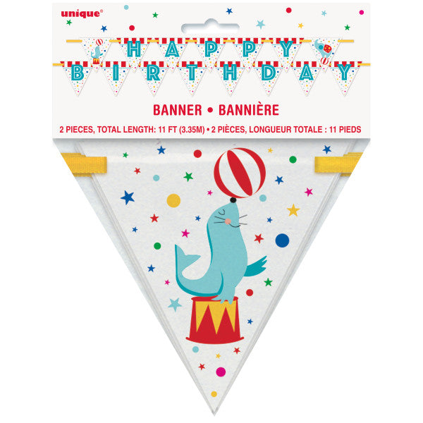 Circus Carnival Happy Birthday Flag Banner