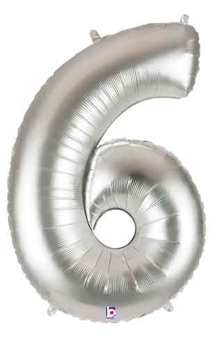 15846 40'' Jumbo Silver Number 6 Foil Balloon