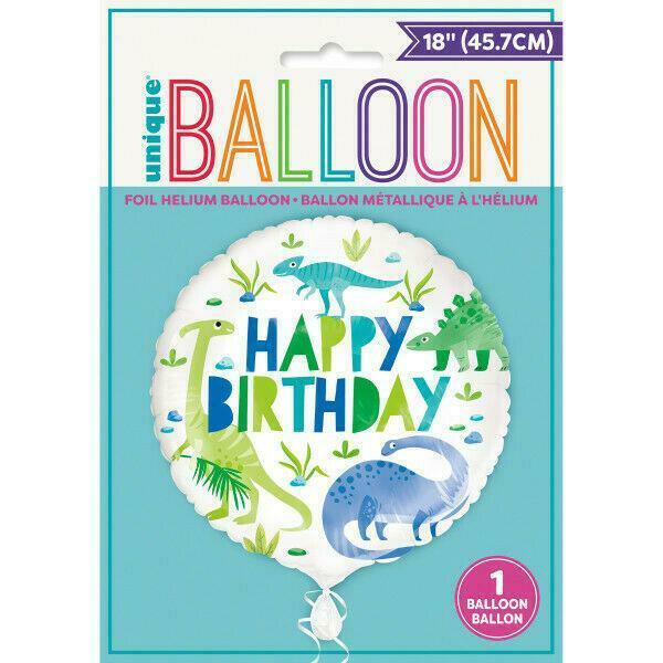 Blue & Green Dinosaur Round Foil Balloon 18''