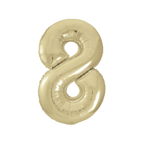 Champagne Gold Number 8 Shaped Foil Balloon 34'', Packaged