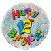 Age 12 Birthday Prism Round Foil Balloon 18''