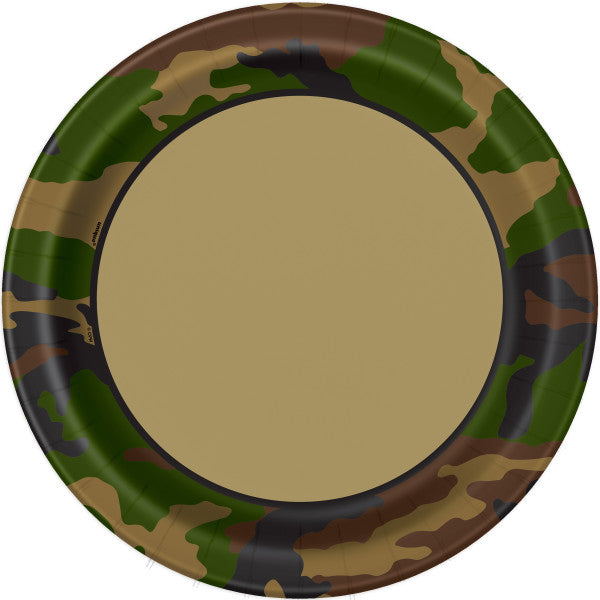 Military Camo Round 9" Dinner Plates (8pk)