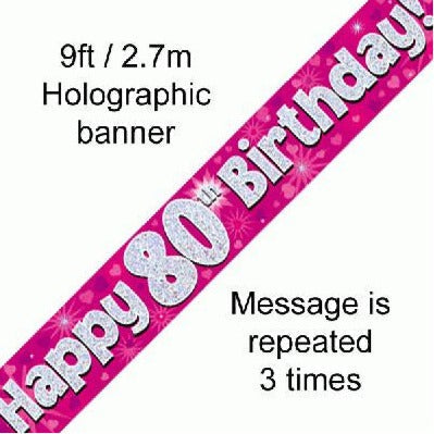 Foil Banner 80th Birthday Pink