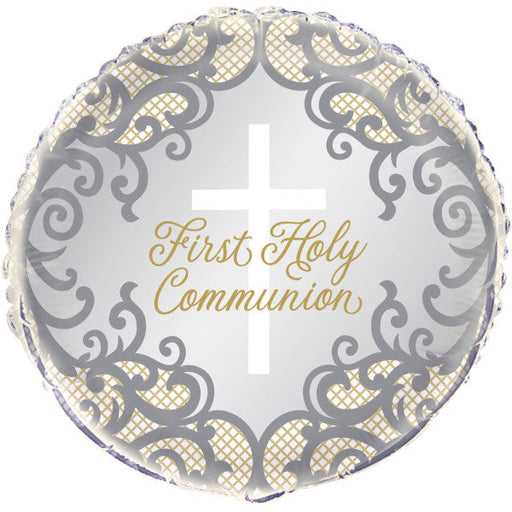 Fancy Gold Cross First Holy Communion Foil Balloon 18''