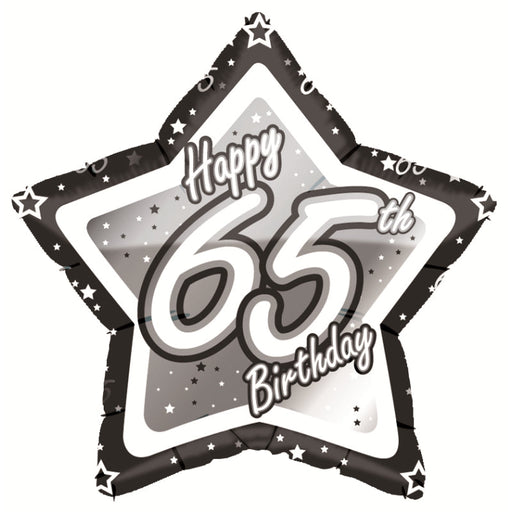 18'' Foil Black Star Happy 65th Birthday