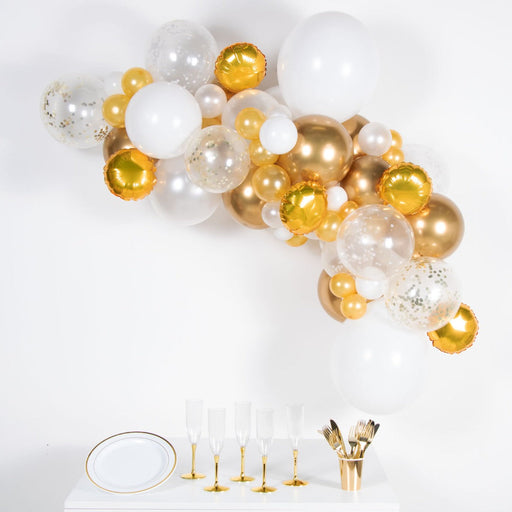 Glitzy White And Gold Diy Balloon Garland / Arch Kit 66Pc