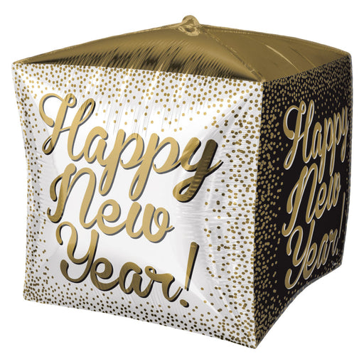 White Gold & Black Happy New Year Cubez