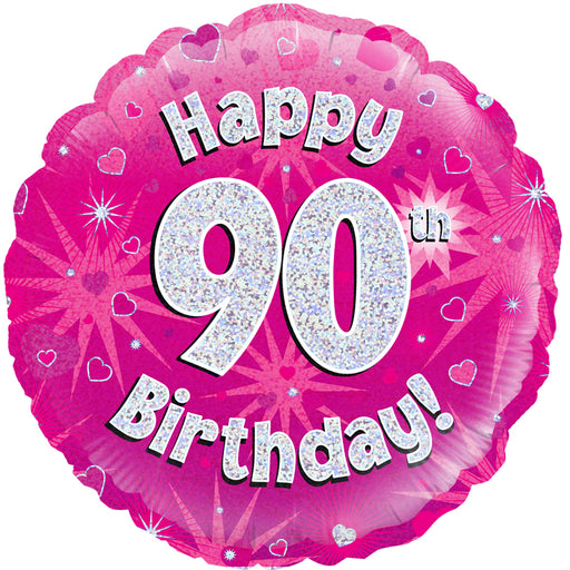 18'' Foil Happy 90th Birthday Pink