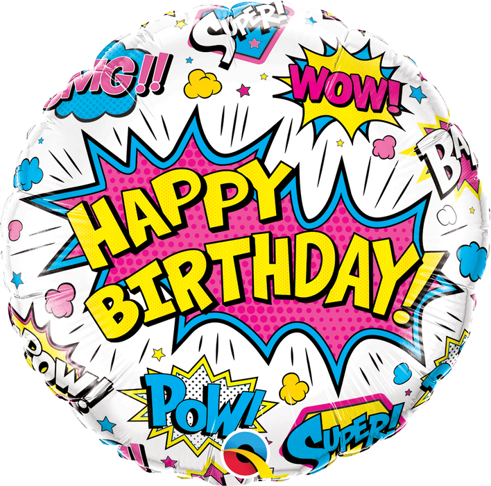 Superhero Slogan Happy Birthday Foil Balloon