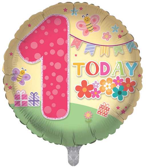 Girls 1st Birthday 18 Inch Foil Balloon