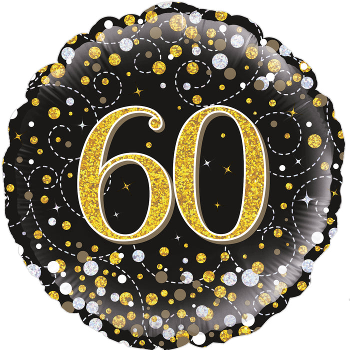 60th Birthday Sparkling Fizz Black & Gold