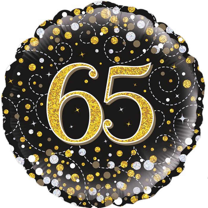 65th Birthday Sparkling Fizz Black & Gold