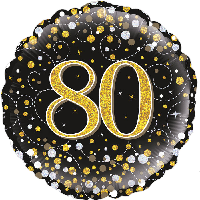 80th Birthday Sparkling Fizz Black & Gold