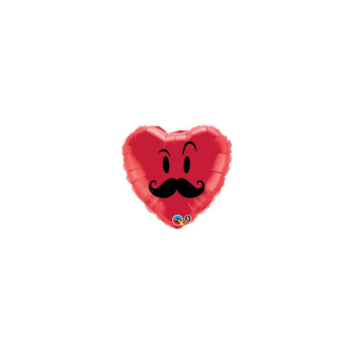18'' Mr Mustache Red Heart Foil Balloon