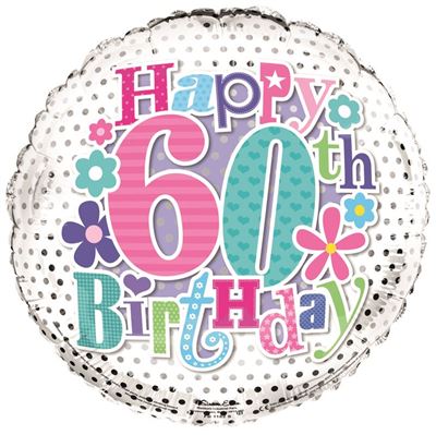 18'' Foil Balloon Happy 60th Birthday