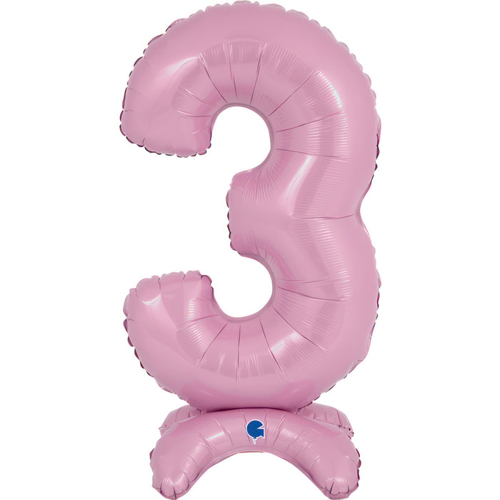 Pastel Pink Stand Up Balloon Number 3 26"