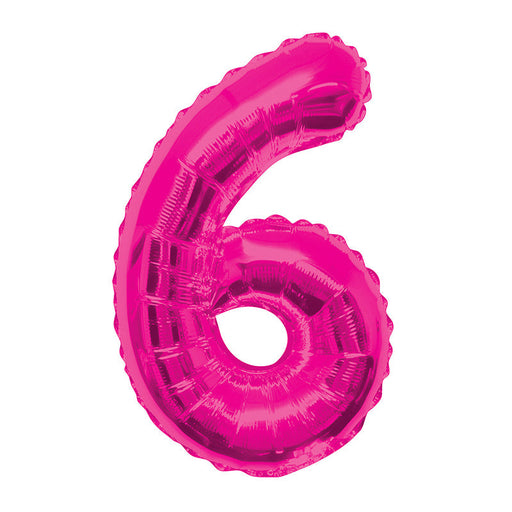 34'' Shape Foil Number 6 - Pink (Unique)