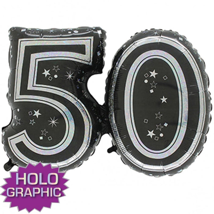 28'' FOIL SUPER SHAPE BLACK 50TH