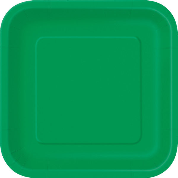 Emerald Green Solid Square 7" Dessert Plates (16pk)