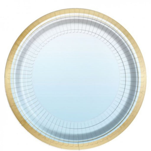 Blue Plates with Gold Rim 8pk