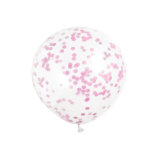 12'' Clear Latex Balloons With Hot Pink Confetti